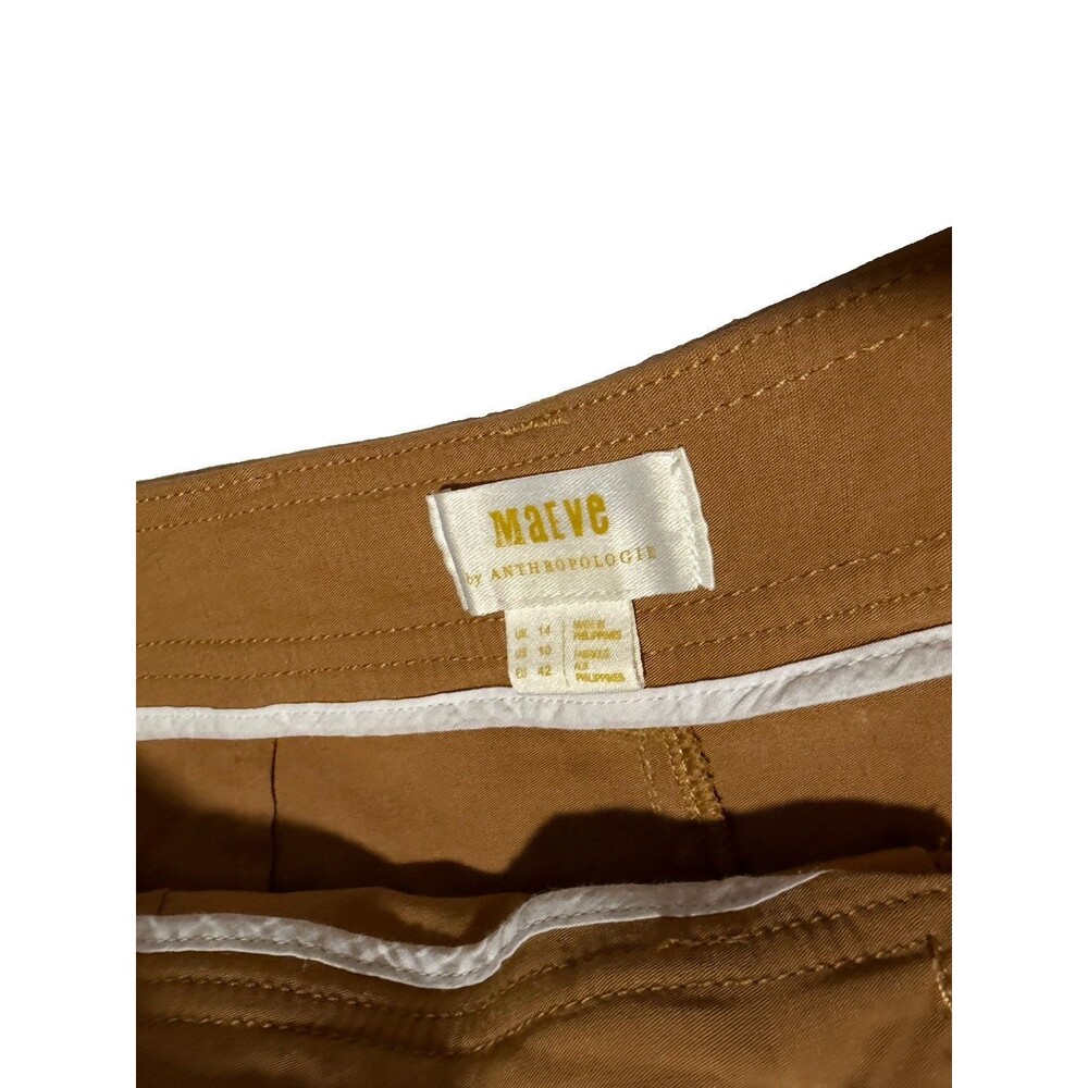 Anthropologie Maeve The Colette Linen Blend Crop Wide Leg Pants 10 30 Copper Tan - Picture 5 of 7